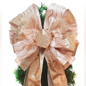 Amazon Rose Gold Large Bow Christmas Tree Topper